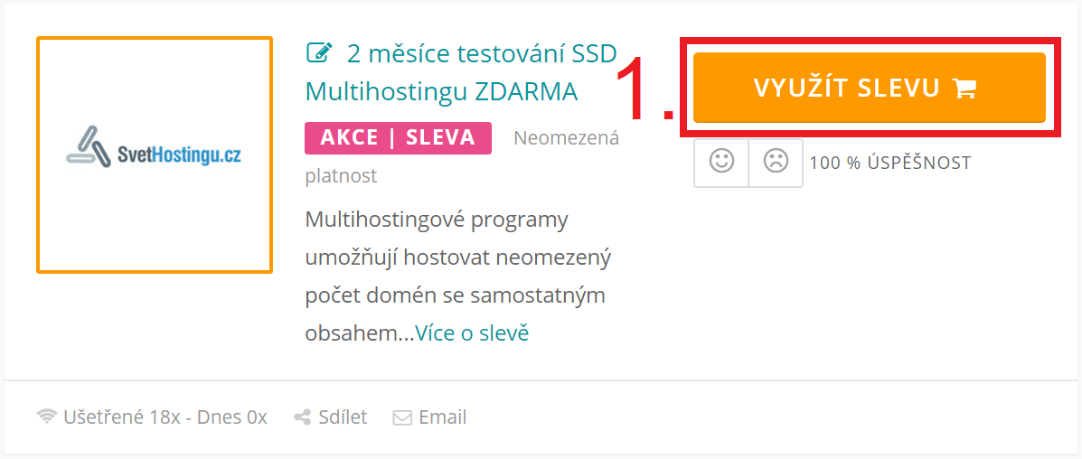 Jak uplatnit slevu na SvetHostingu.cz