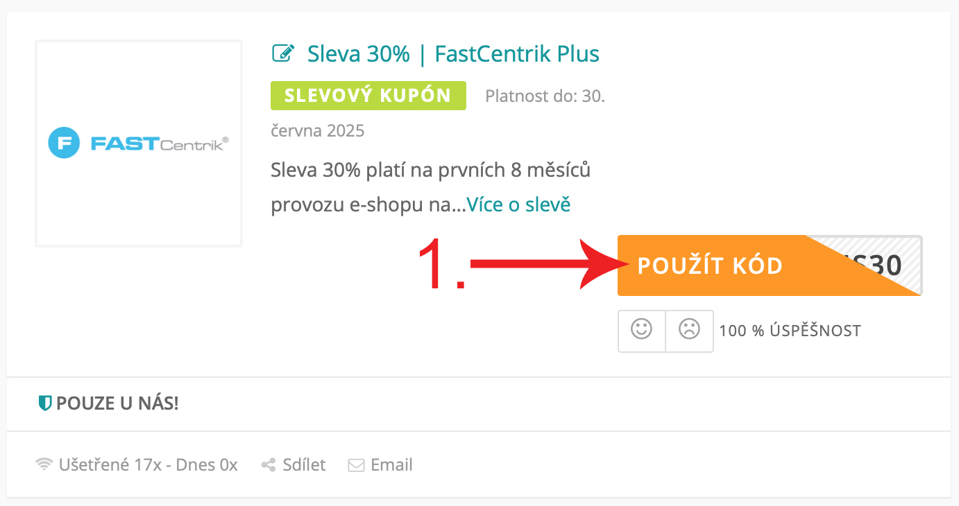 Jak použít slevový kupón Fastcentrik.cz