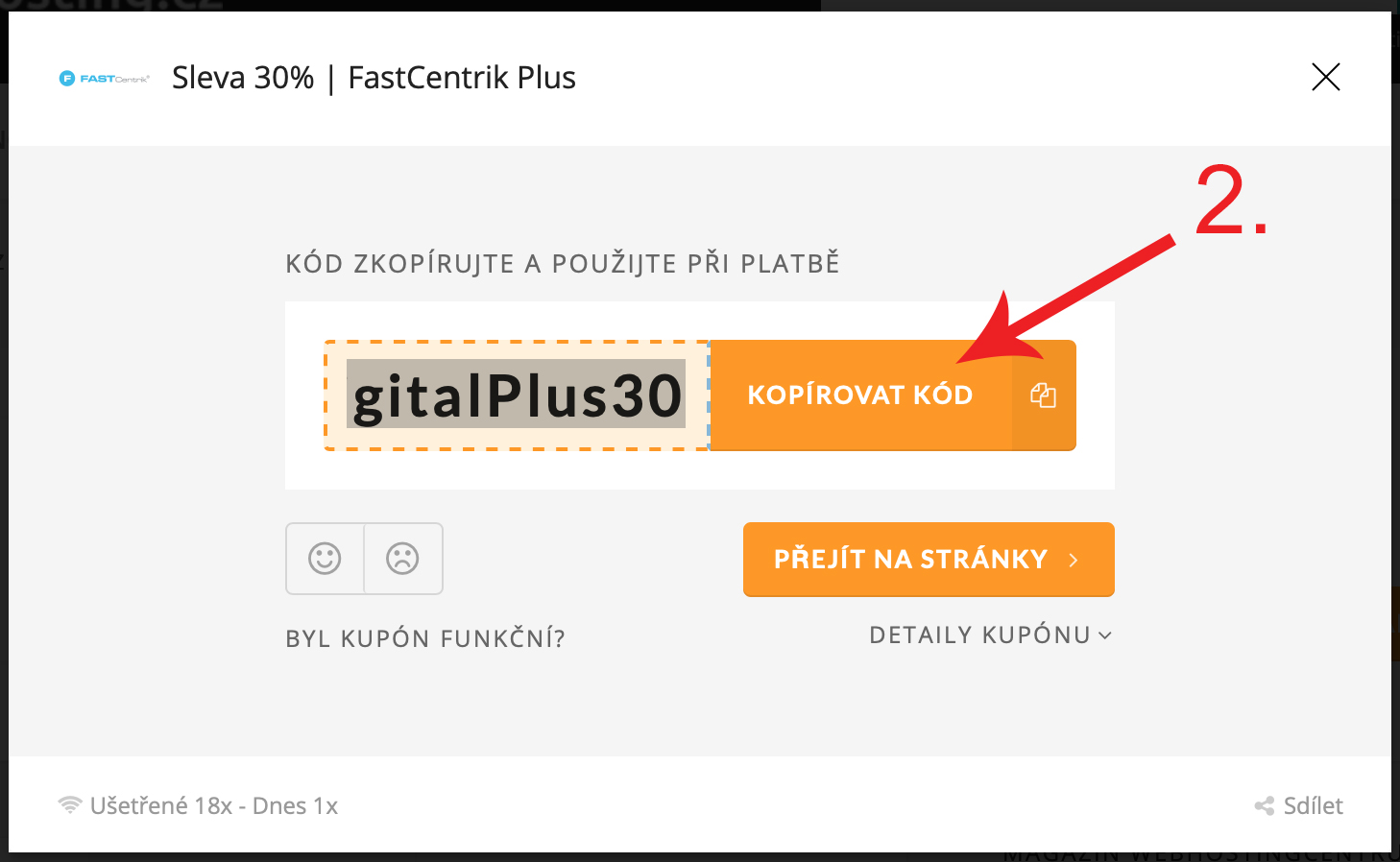 Jak uplatnit promo kupón Fastcentrik.cz